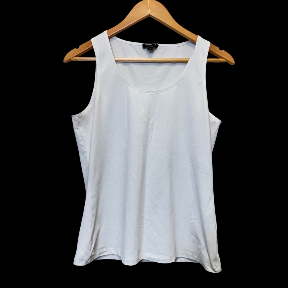 Worth New York Womens Tank Top M White Scoop Neck Minimalist Office Layers